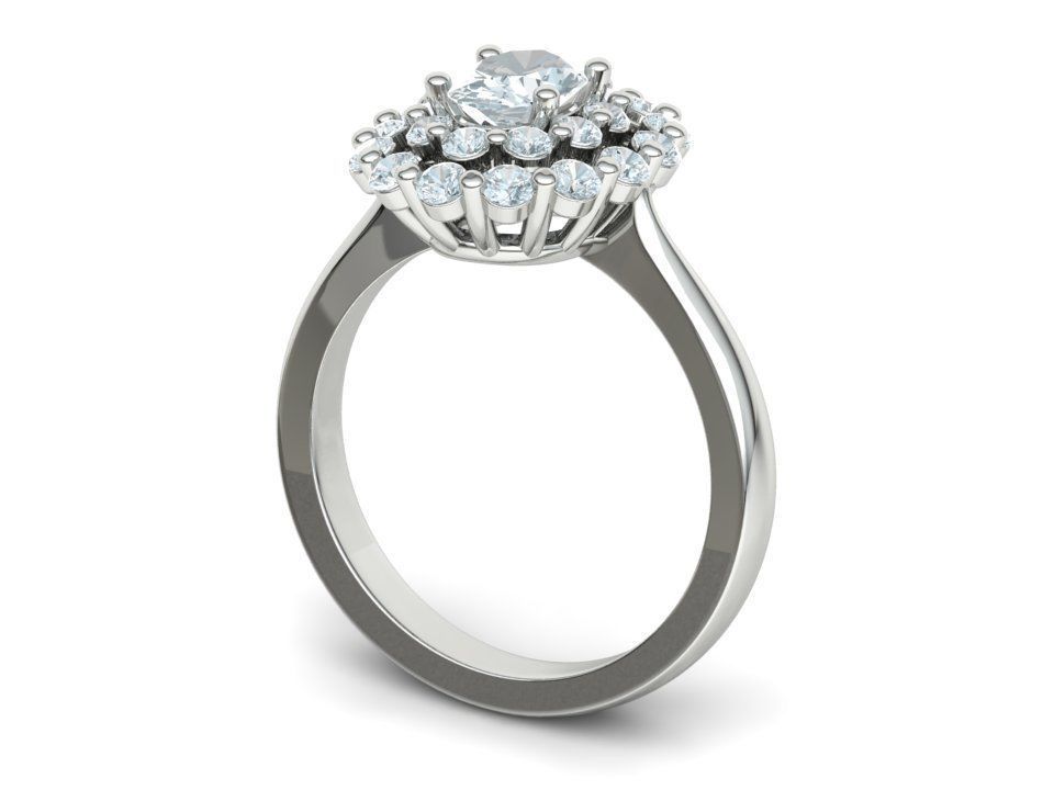 Diana Engagement Ring 7x5 Oval Stone Single Prong Halo Setting 3D print model_22