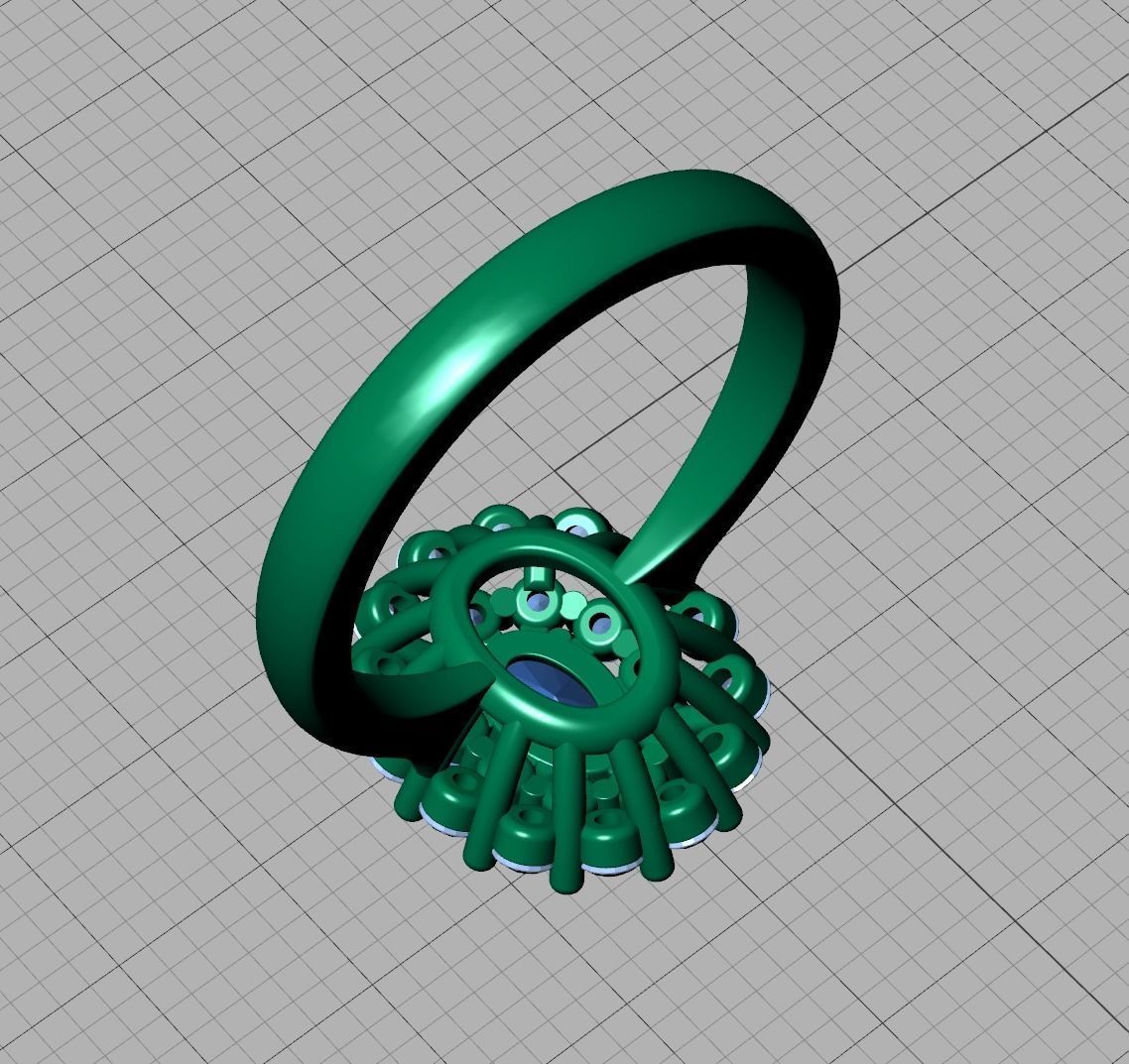 Diana Engagement Ring 7x5 Oval Stone Single Prong Halo Setting 3D print model_13