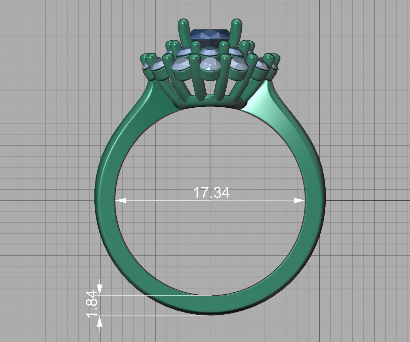 Diana Engagement Ring 7x5 Oval Stone Single Prong Halo Setting 3D print model_10