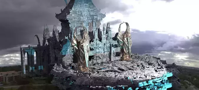 Sci-Fi City dystopia Rule city Statues 4