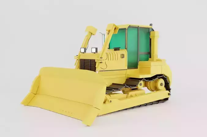 Motor grader of yellow color on white background 