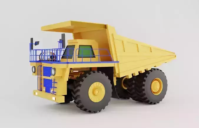 Mining large truck of yellow color  on white background