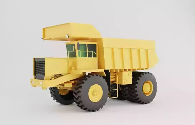 Mining large truck of yellow color on white background