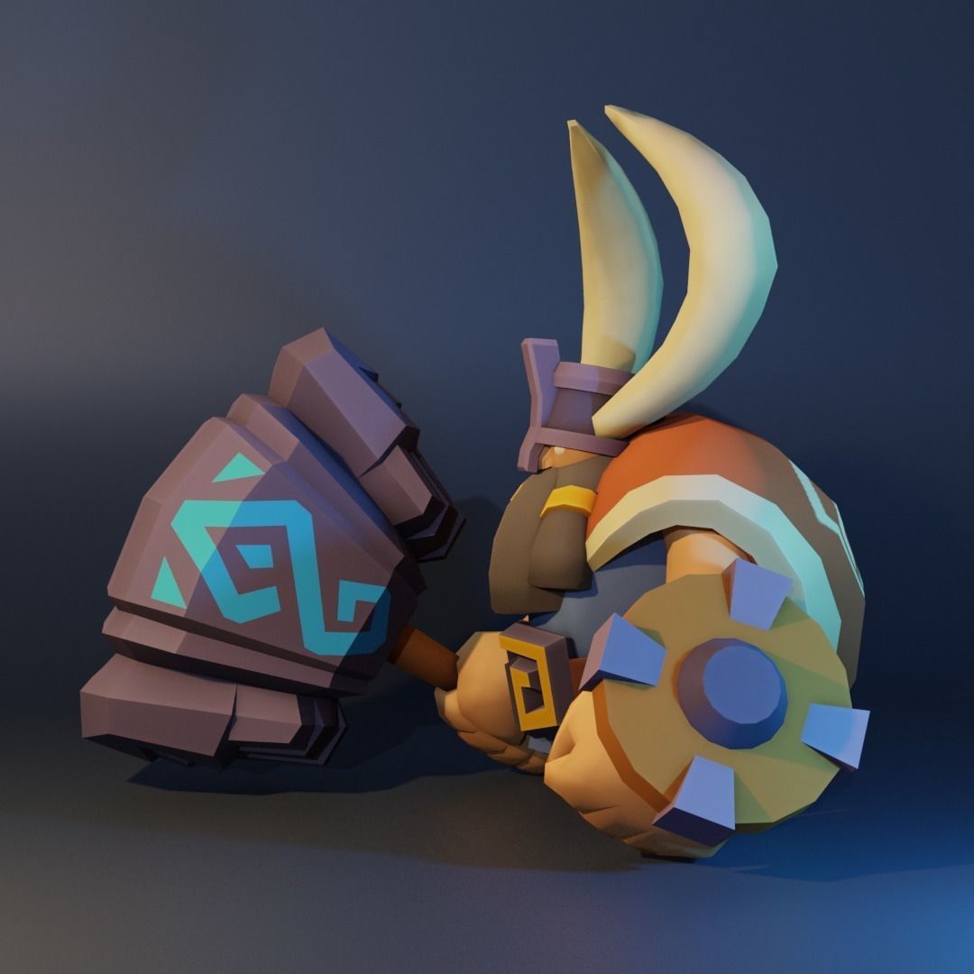 Old Viking Low-poly 3D model_1