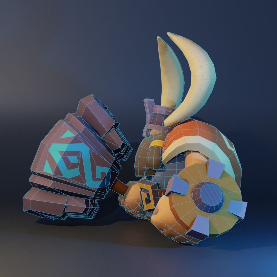 Old Viking Low-poly 3D model_5
