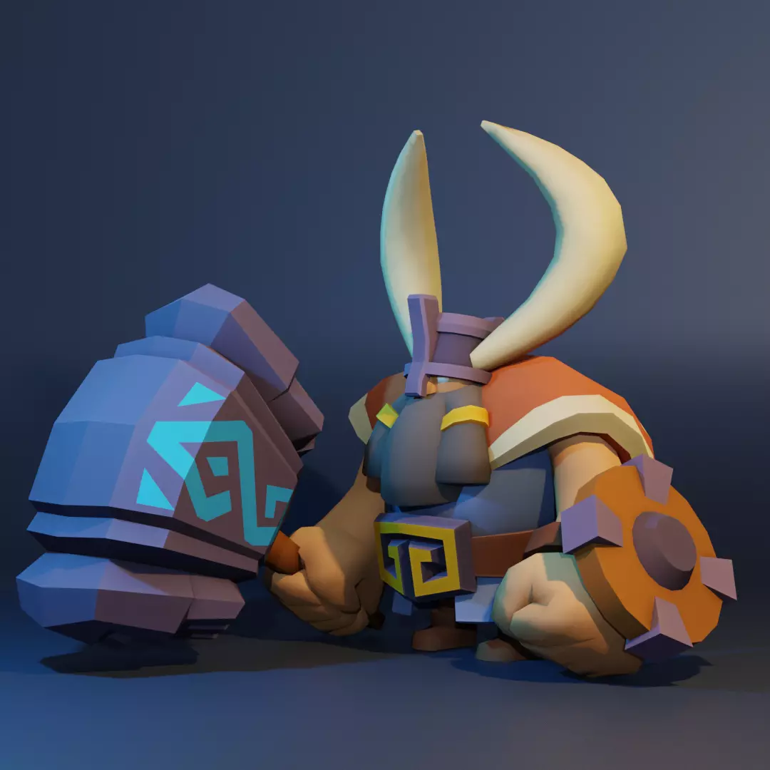 Old Viking Low-poly 3D model_0