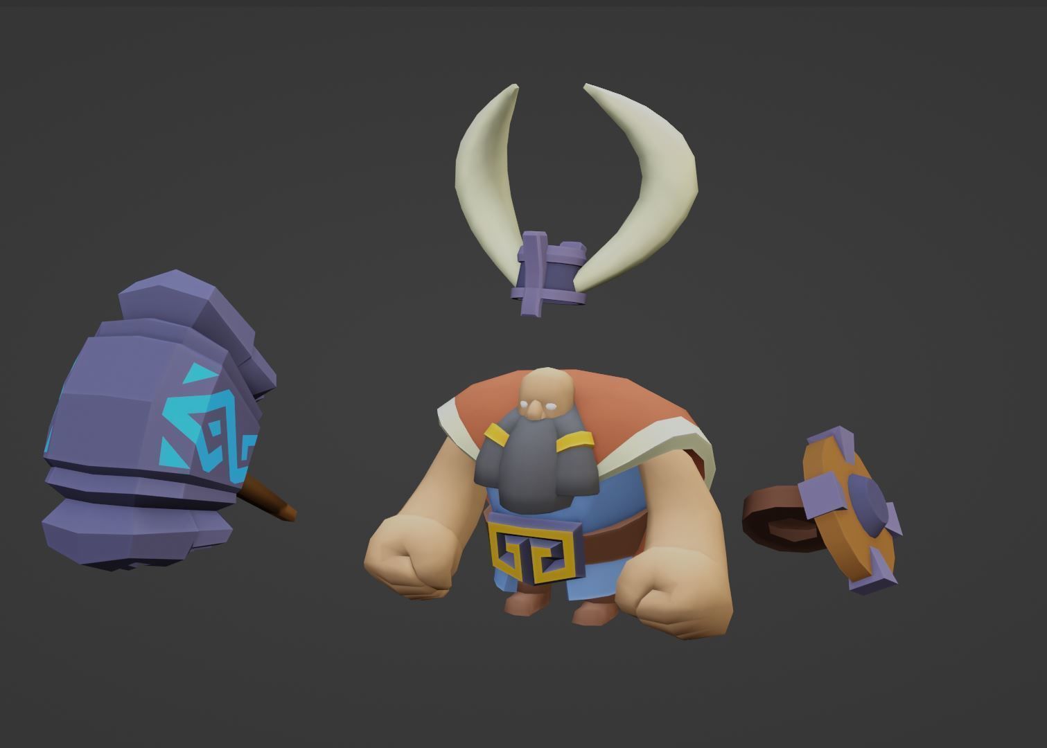 Old Viking Low-poly 3D model_3
