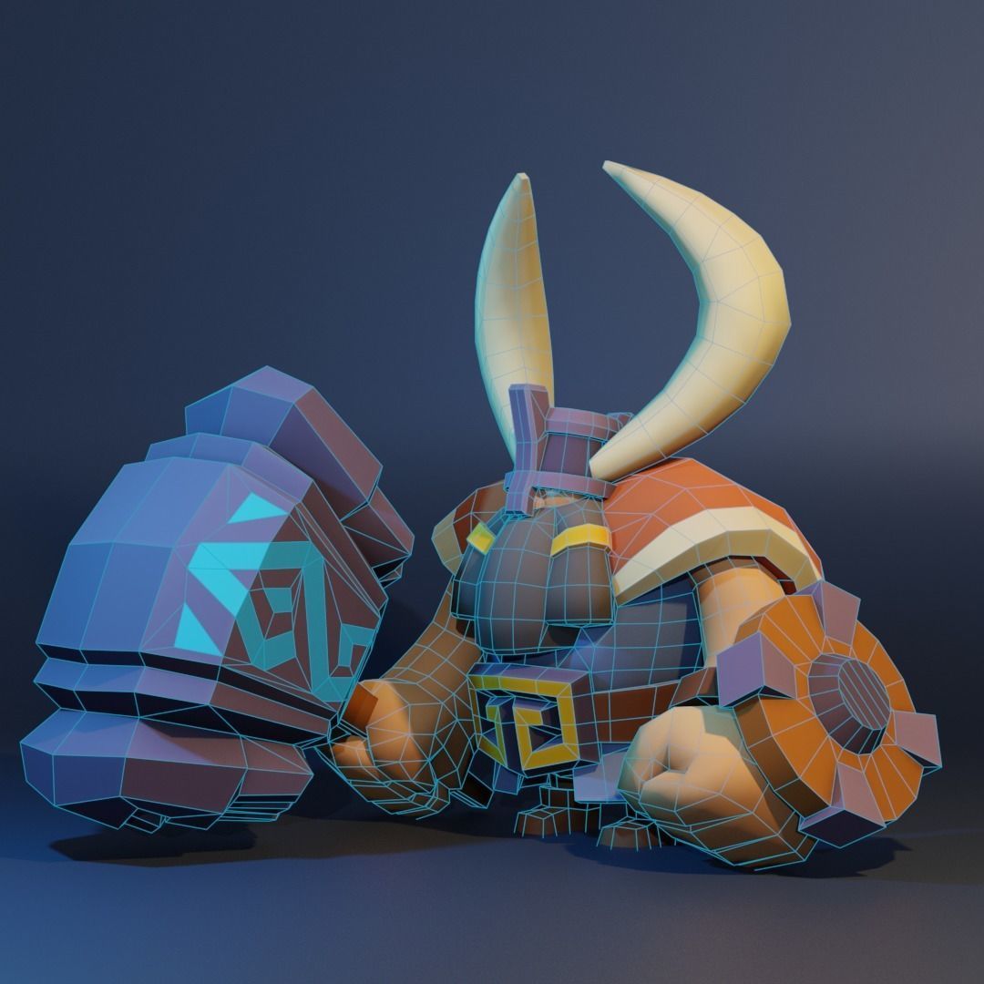 Old Viking Low-poly 3D model_4