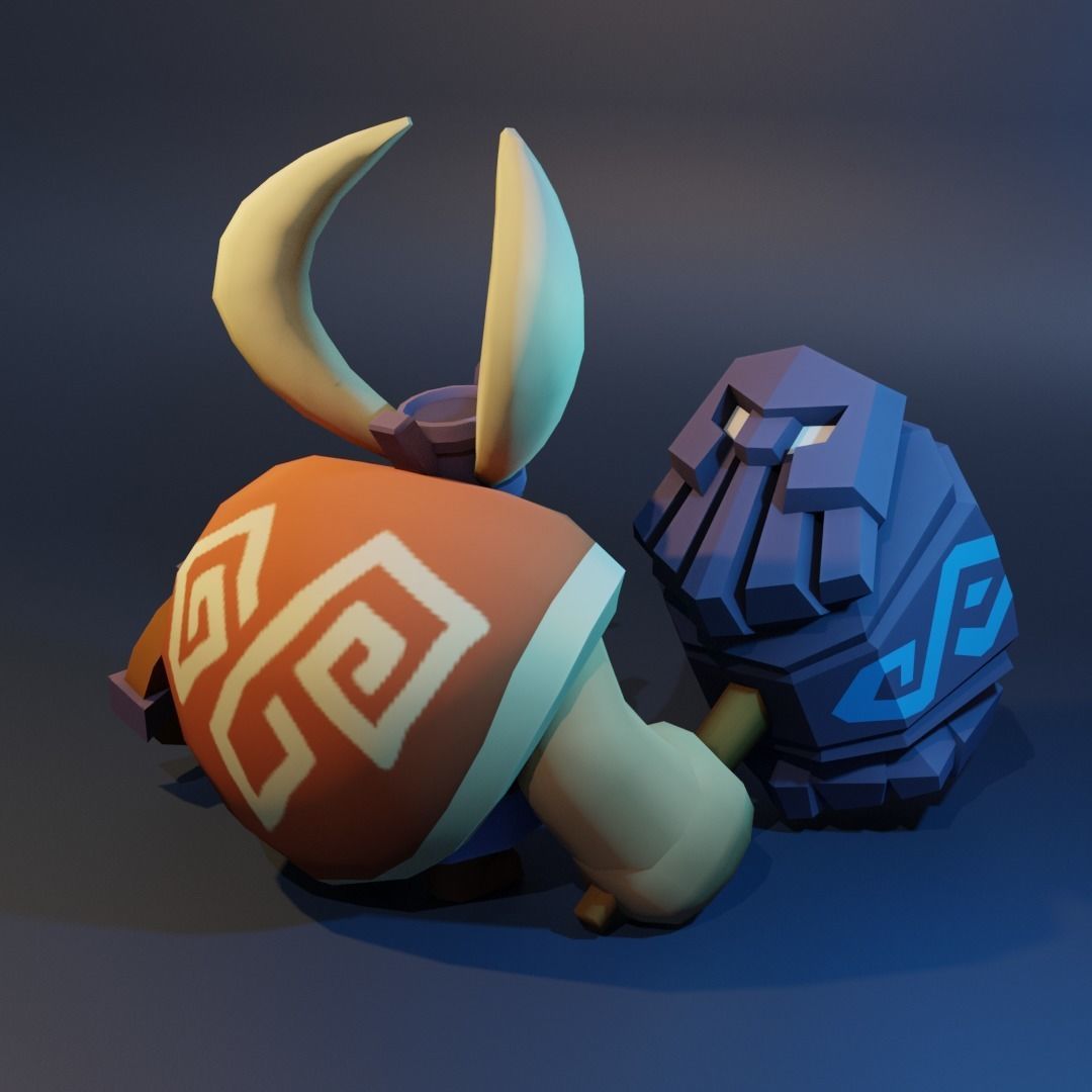 Old Viking Low-poly 3D model_2