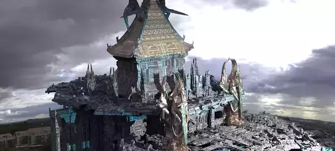 Sci-Fi City dystopia Rule city Statues 6