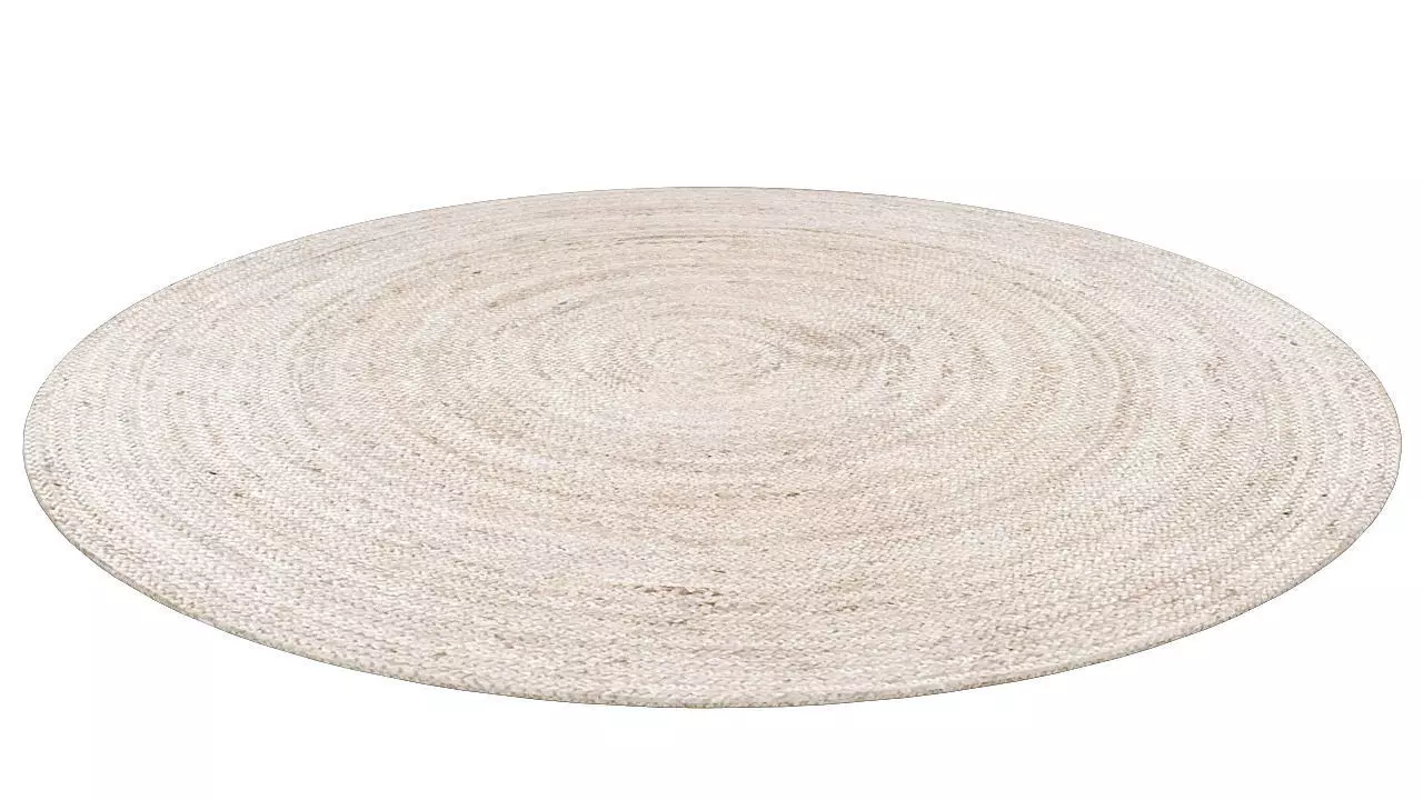 Round raffia carpet 3D model_0