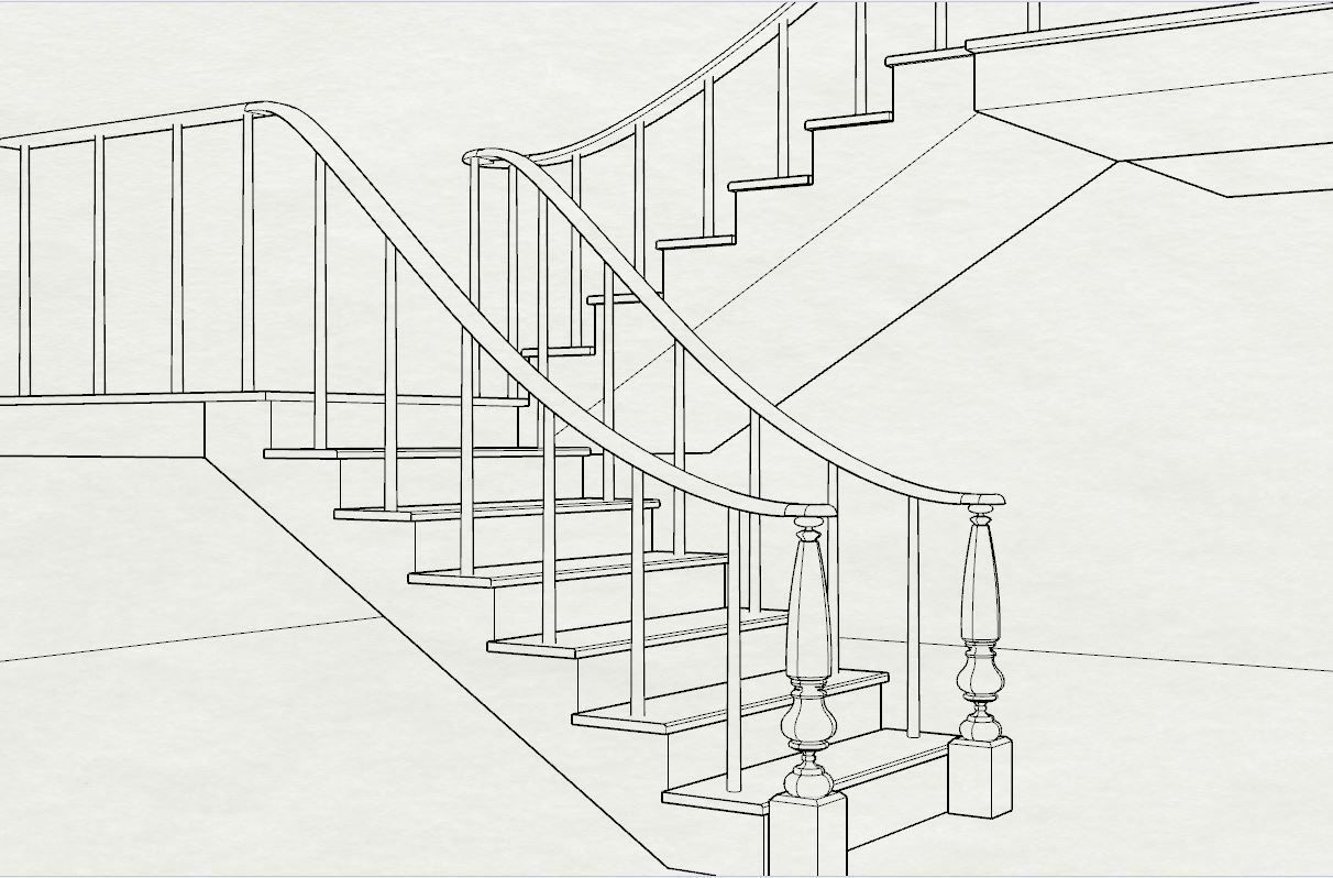 3D Stairs Model-Clasic 3D model 3D model_4