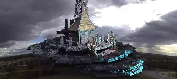 Sci-Fi City dystopia Rule city Statues 7 