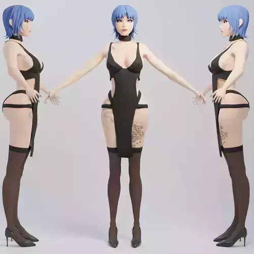 3D Asian Realistic Beautiful Anime Girl Realistic High-Quality Low-poly 3D model