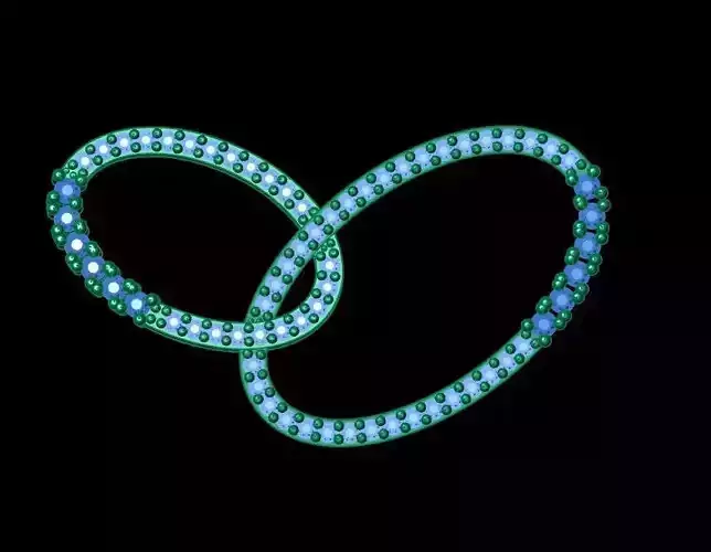 Necklase emeralds and diamonds in shape of infinity symbol