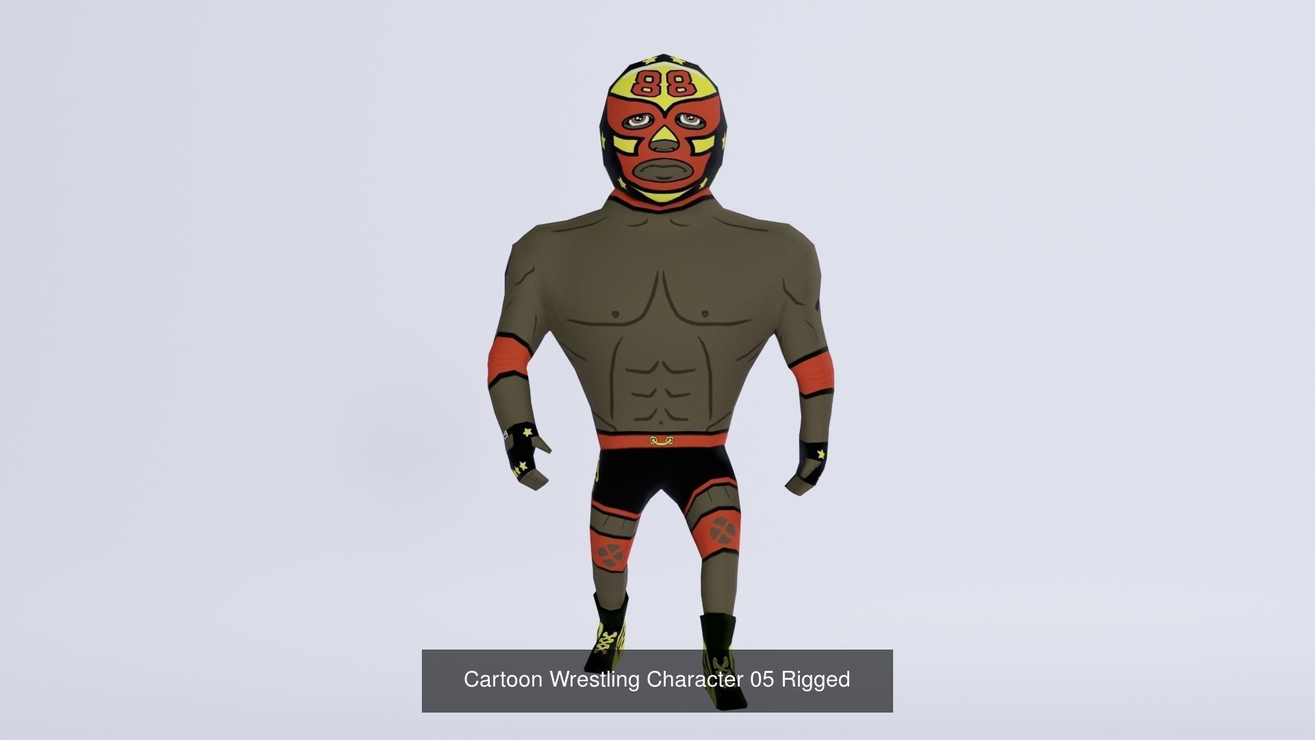 Cartoon Wrestling 5 Character Low-poly Rigged 3D Model Pack 3D Model Collection_2