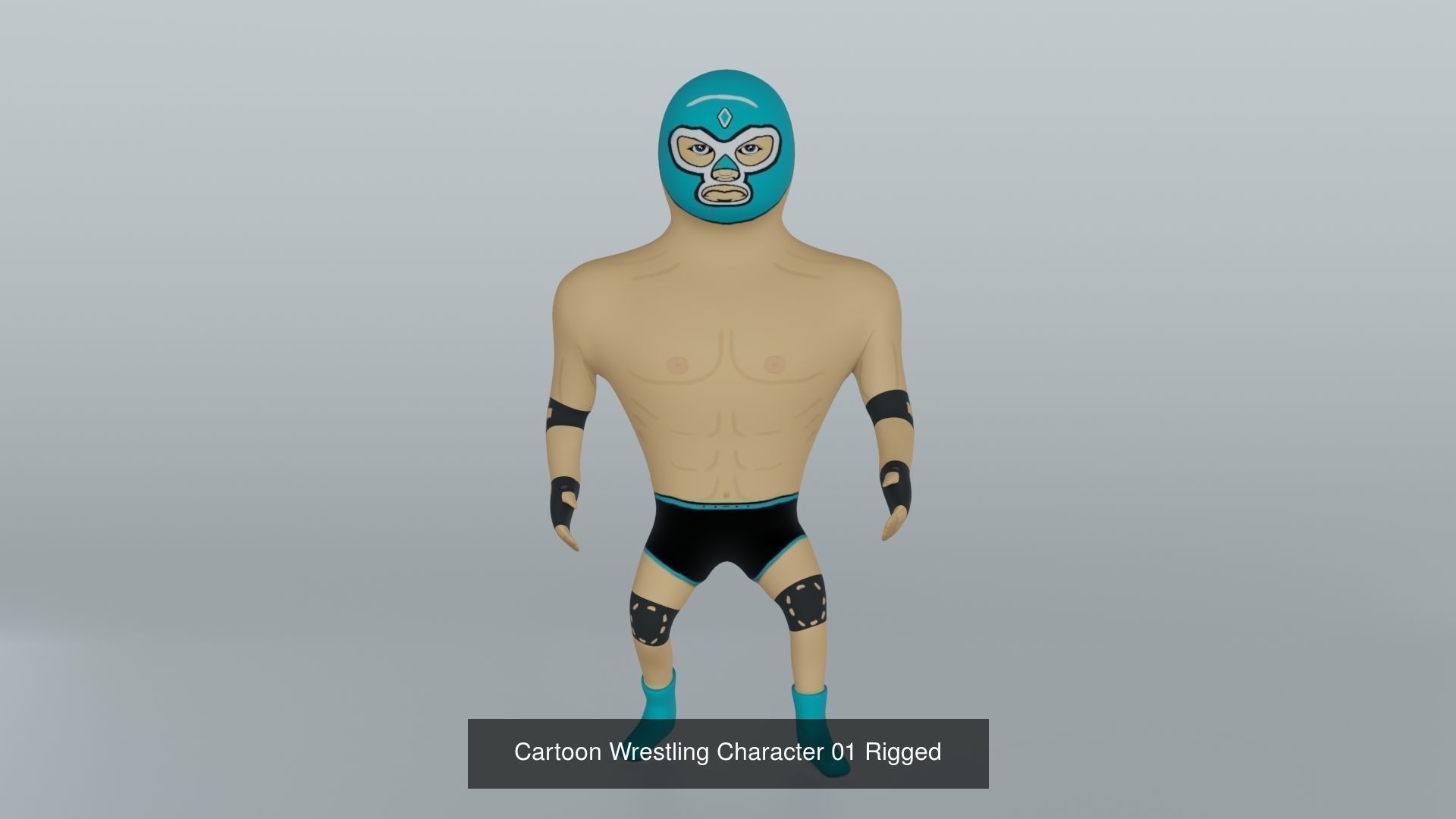 Cartoon Wrestling 5 Character Low-poly Rigged 3D Model Pack 3D Model Collection_4