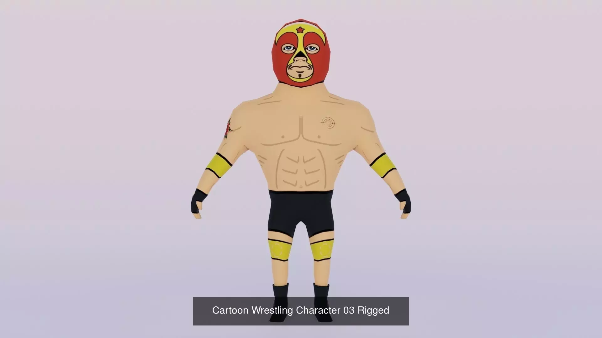 Cartoon Wrestling 5 Character Low-poly Rigged 3D Model Pack 3D Model Collection_0