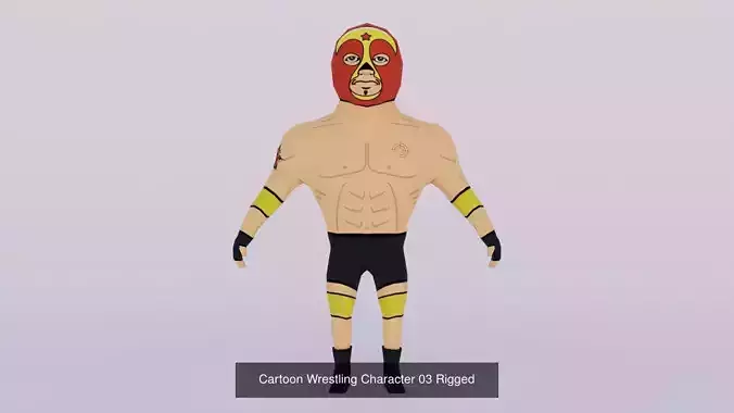Cartoon Wrestling 5 Character Low-poly Rigged 3D Model Pack 3D Model Collection