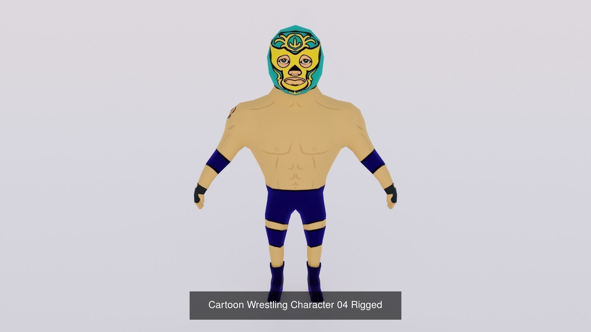 Cartoon Wrestling 5 Character Low-poly Rigged 3D Model Pack 3D Model Collection_3