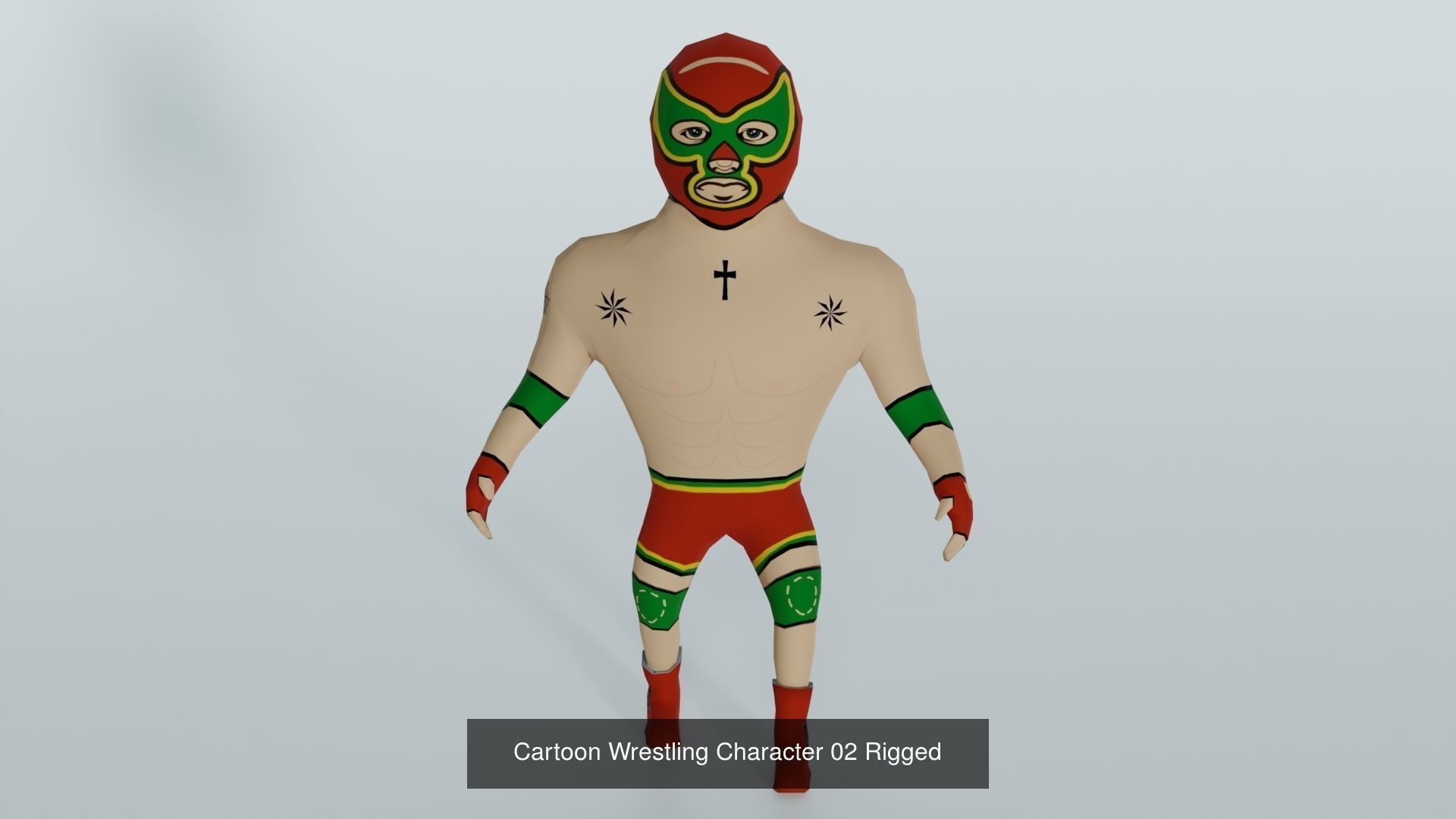 Cartoon Wrestling 5 Character Low-poly Rigged 3D Model Pack 3D Model Collection_5