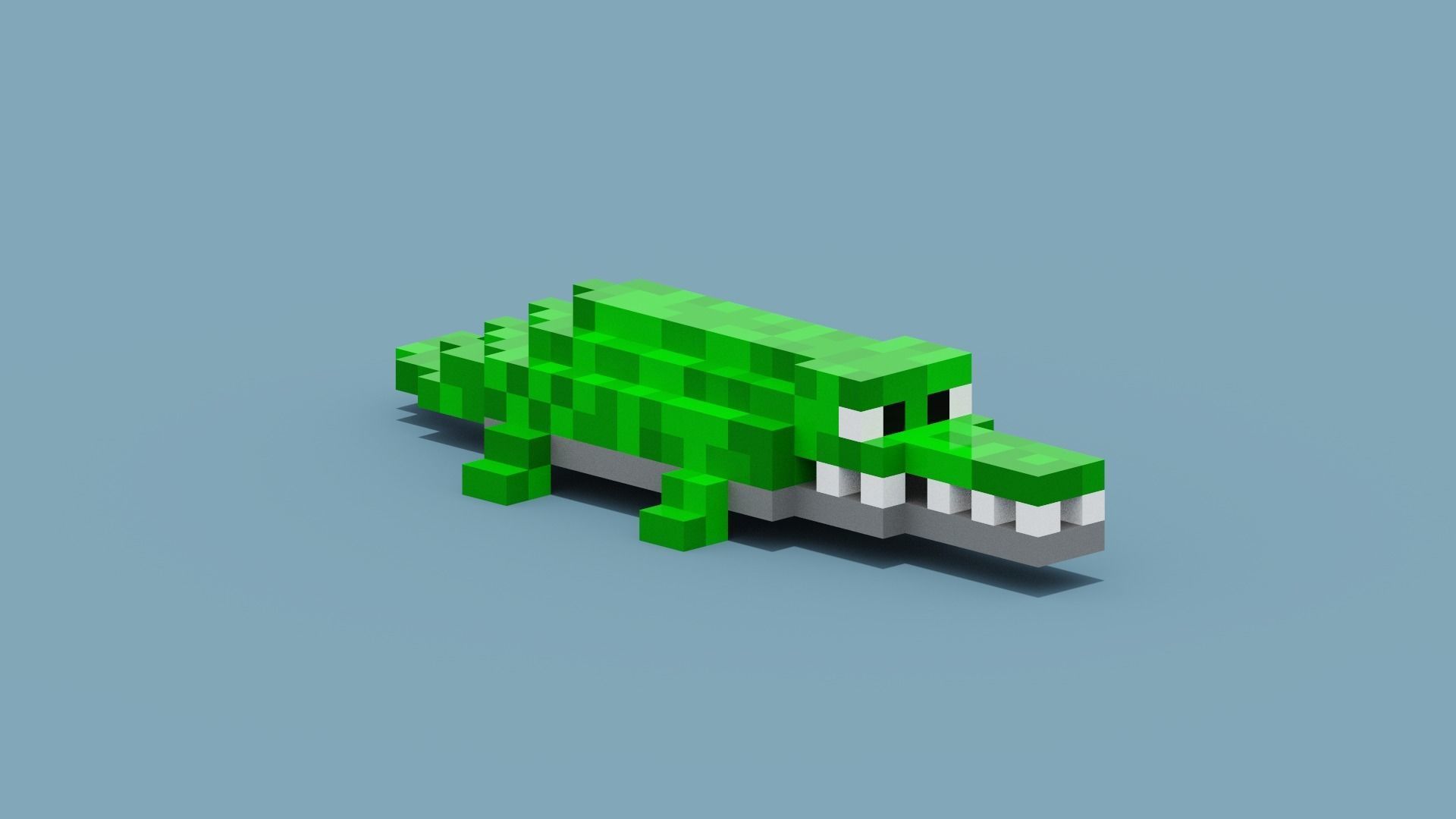 Voxel Crocodile Low-poly 3D model_1