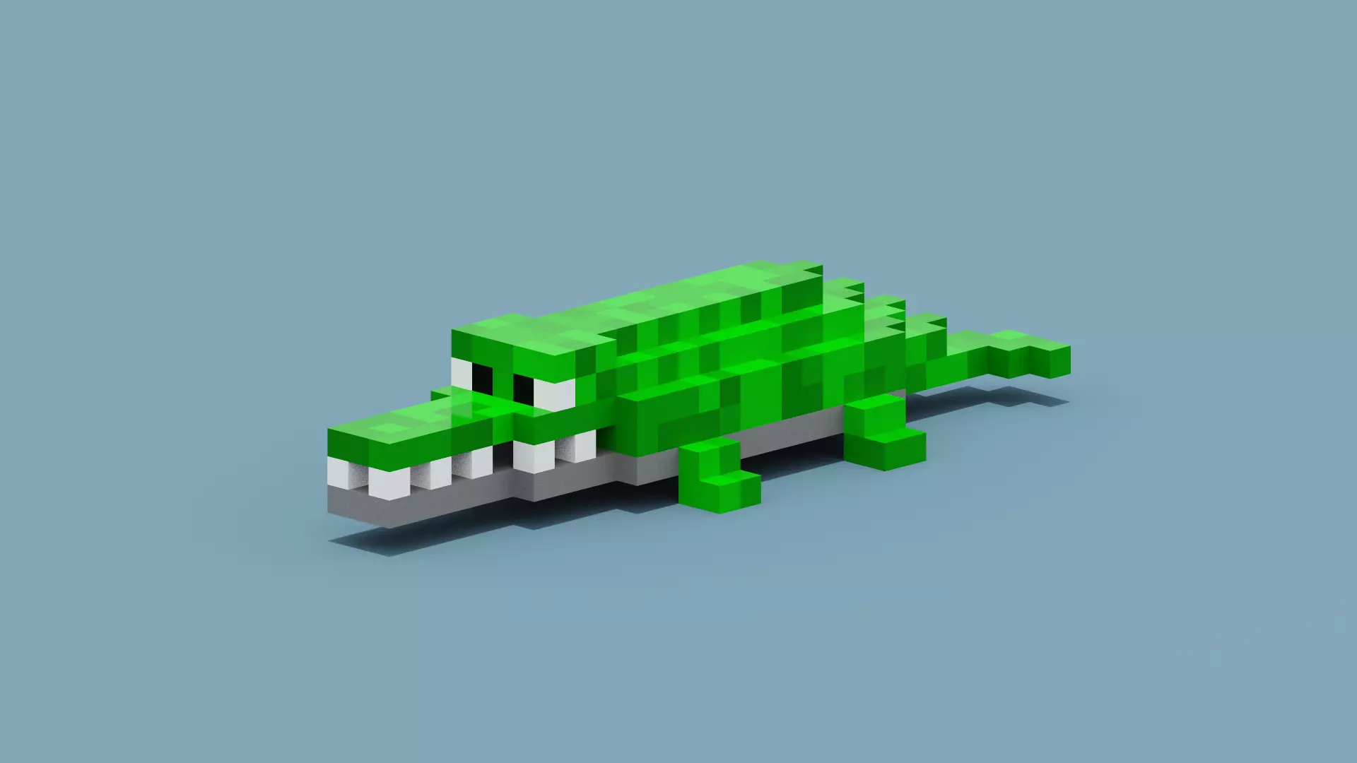 Voxel Crocodile Low-poly 3D model_0