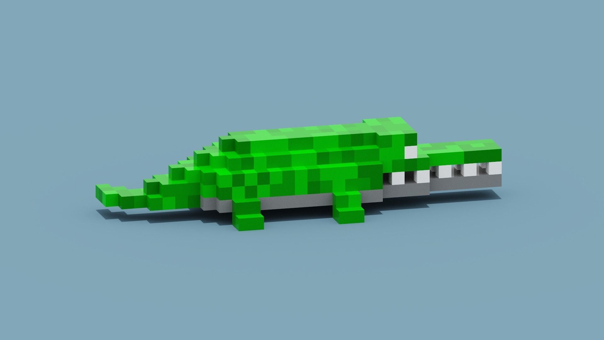 Voxel Crocodile Low-poly 3D model_10