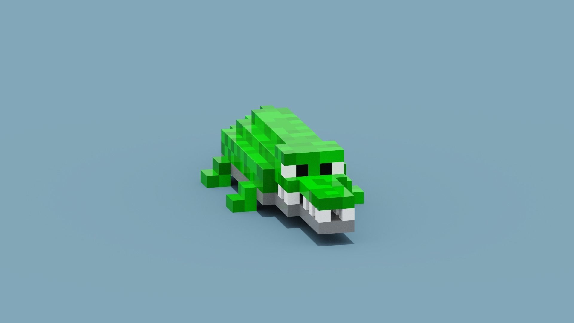 Voxel Crocodile Low-poly 3D model_2