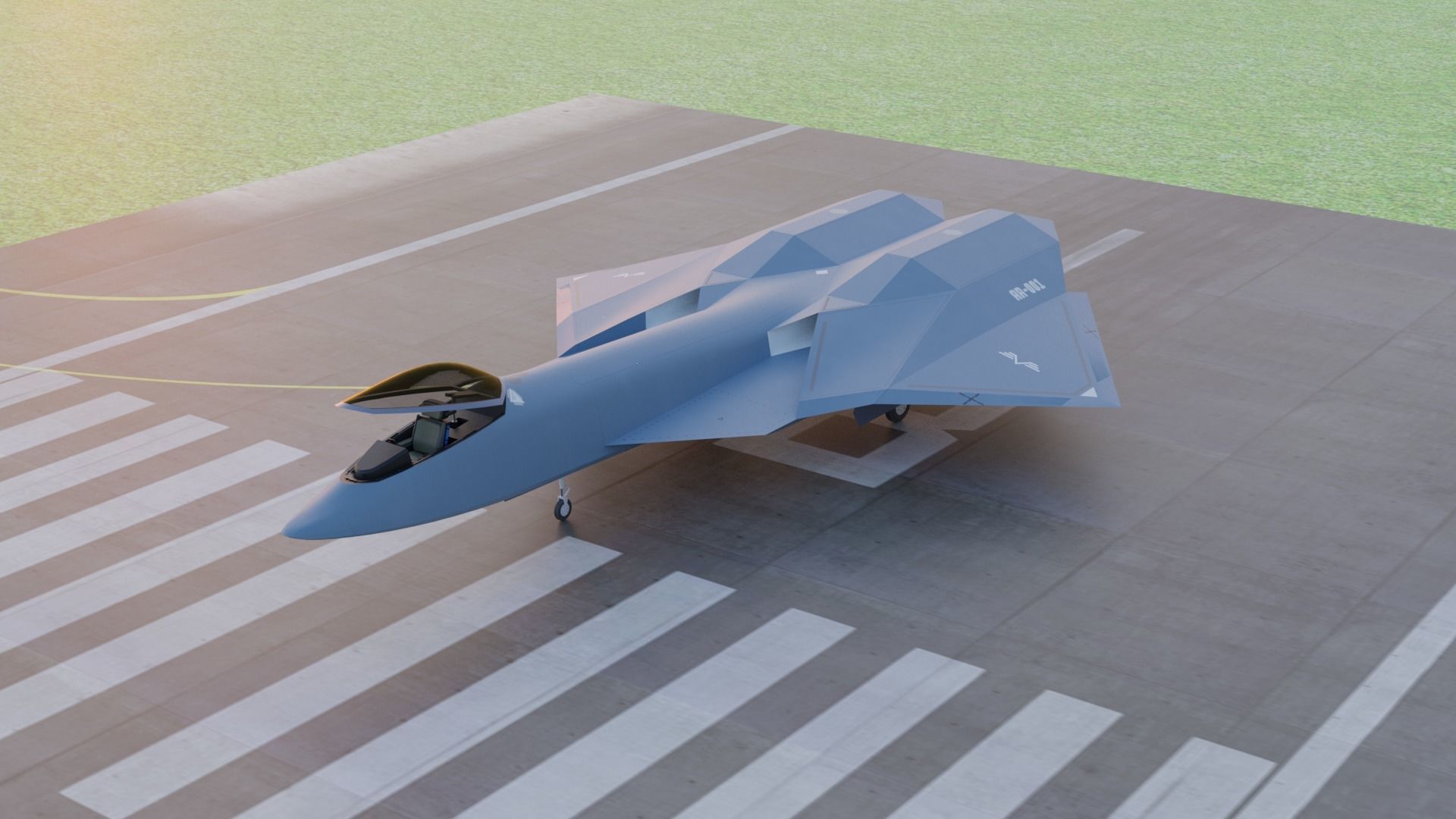 Arrow sixth generation stealth fighter jet 3D model_2