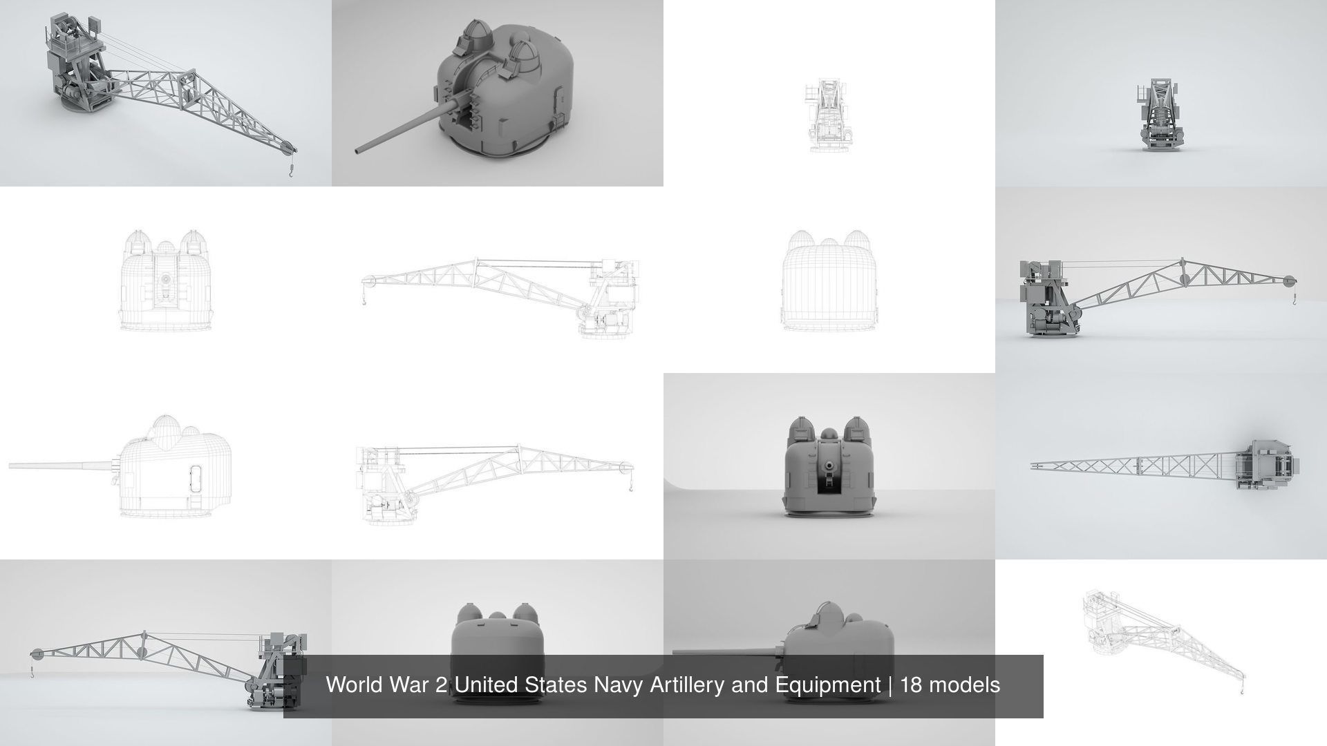 World War 2 United States Navy Artillery and Equipment 3D Model Collection_5