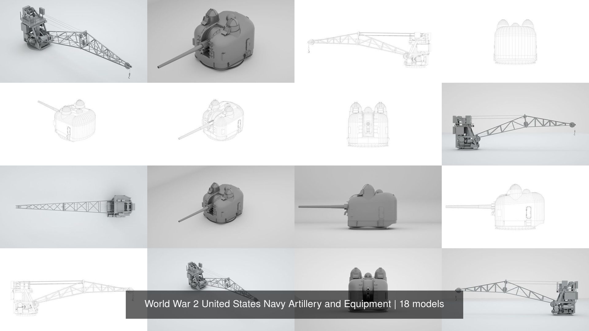 World War 2 United States Navy Artillery and Equipment 3D Model Collection_6