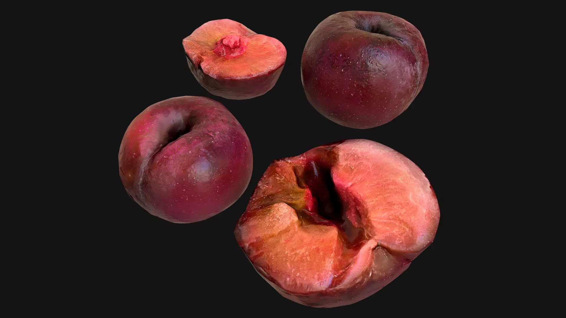 Plums plum Purple Fruit Farm Village Food Low-poly 3D model
