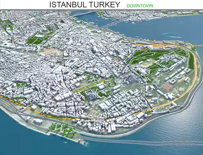 Istanbul City in Turkey Low-poly 3D model