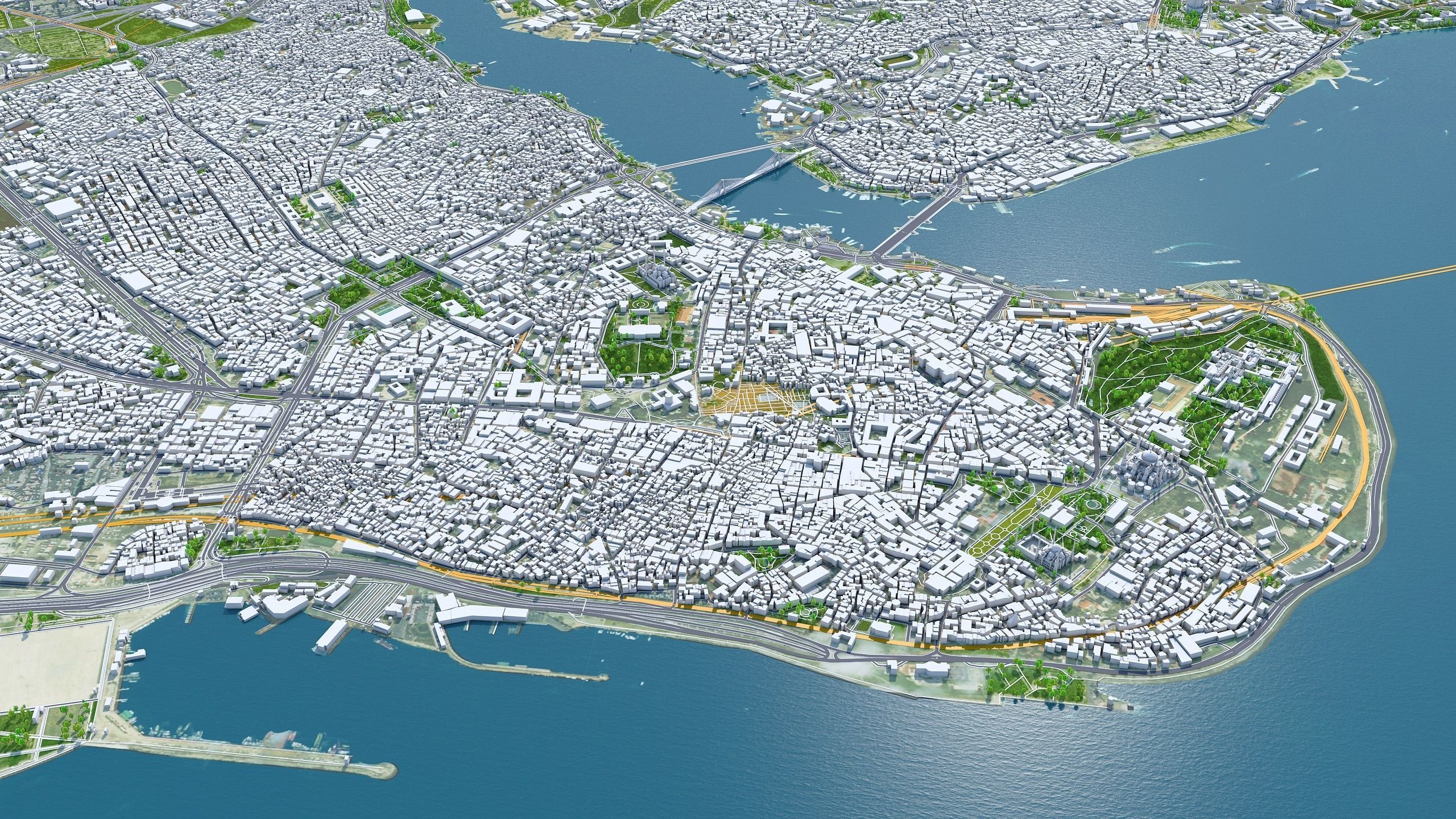 Istanbul City in Turkey Low-poly 3D model_2