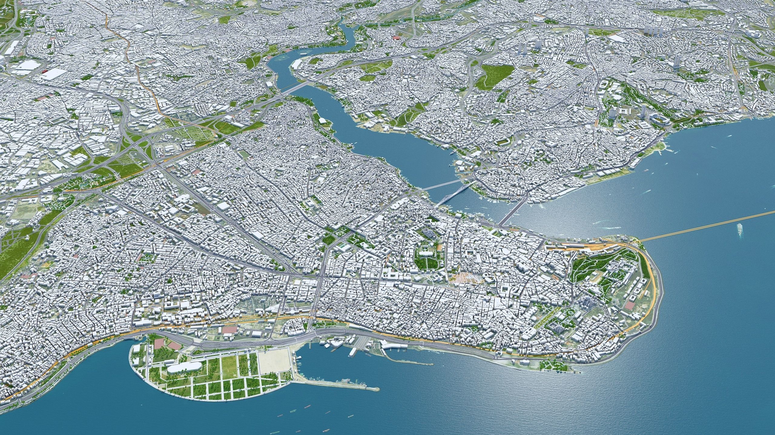 Istanbul City in Turkey Low-poly 3D model_3