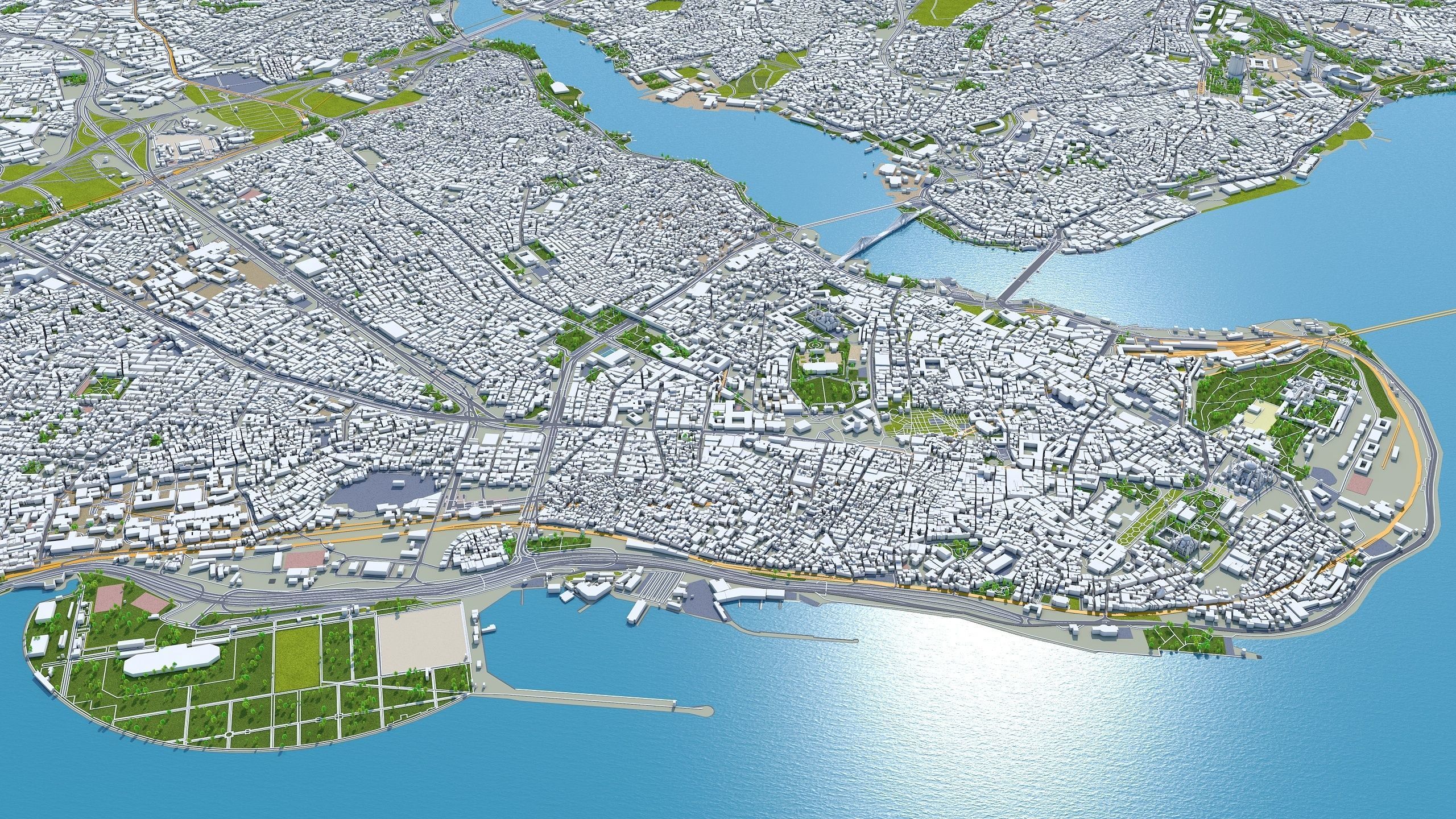 Istanbul City in Turkey Low-poly 3D model_10