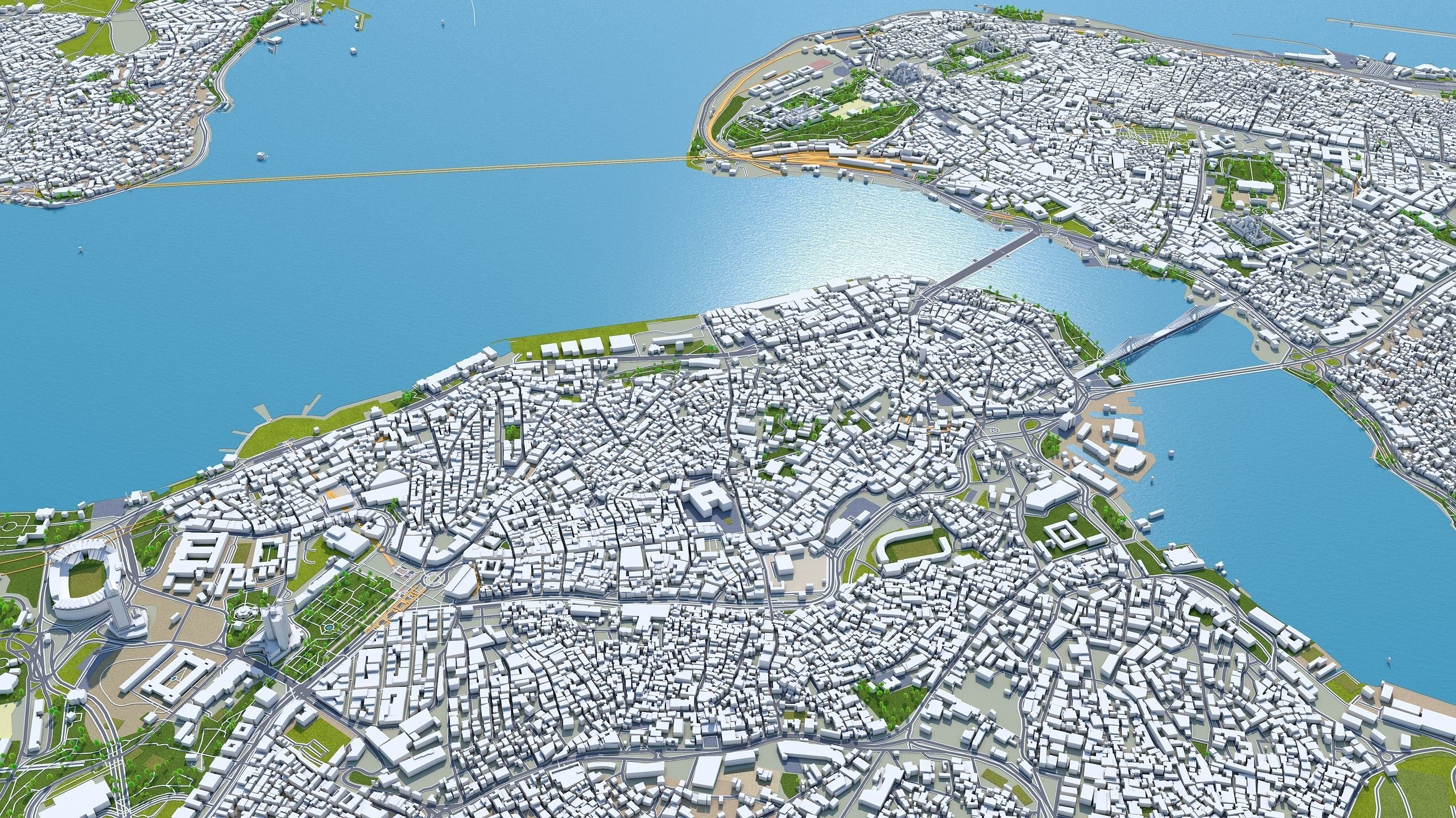 Istanbul City in Turkey Low-poly 3D model_12
