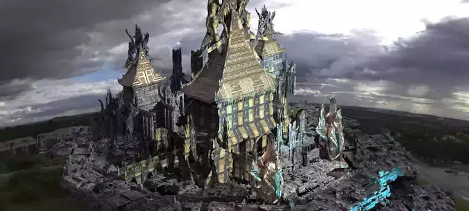 Sci-Fi City dystopia Rule city Statues 10 