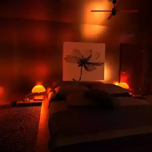 Bedroom with orange lighting