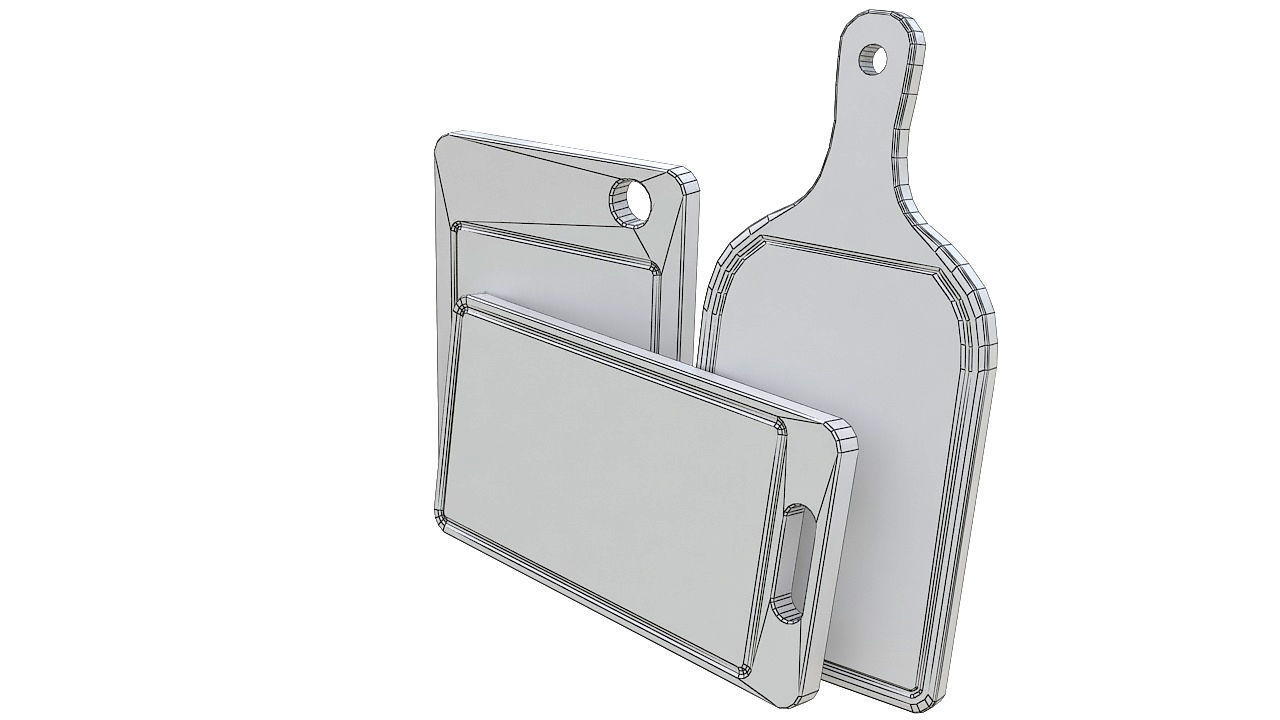 wooden chopping board set 3D model_10