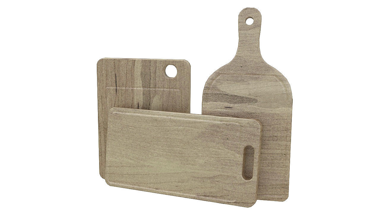 wooden chopping board set 3D model_1
