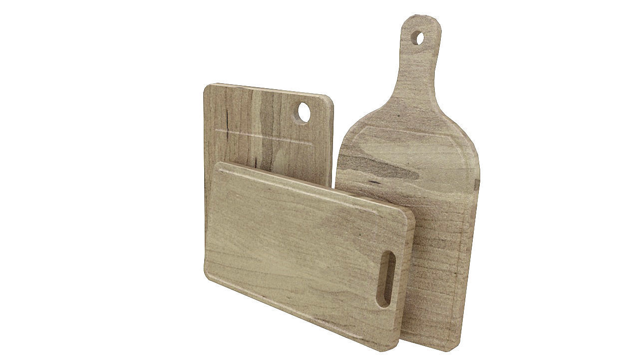 wooden chopping board set 3D model_2