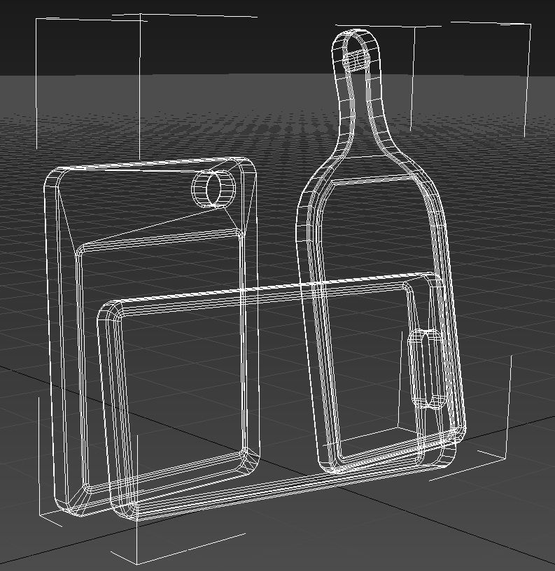 wooden chopping board set 3D model_15