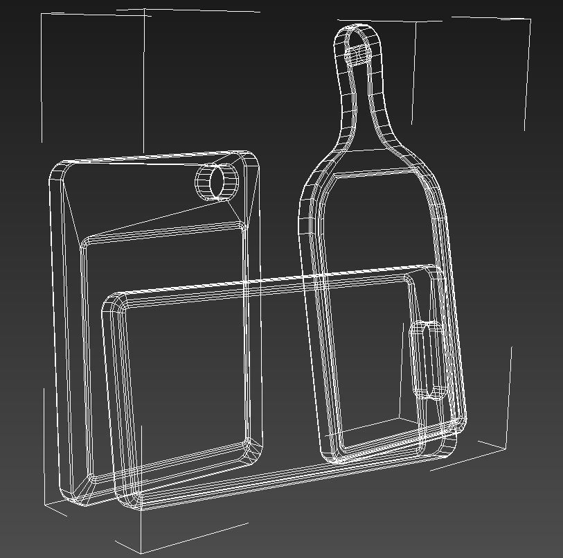 wooden chopping board set 3D model_16