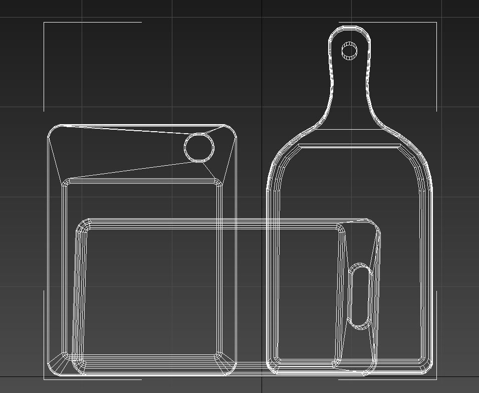 wooden chopping board set 3D model_13