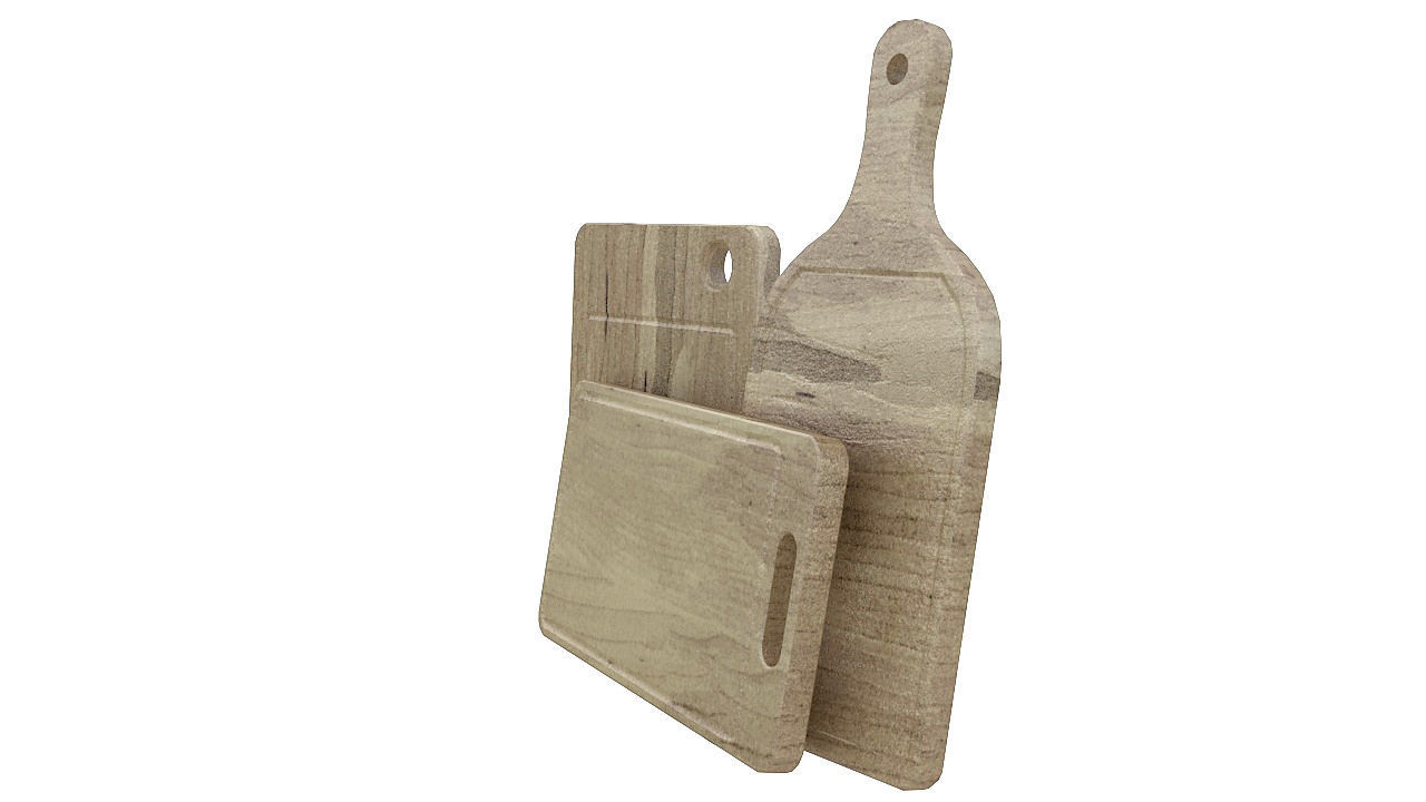 wooden chopping board set 3D model_3