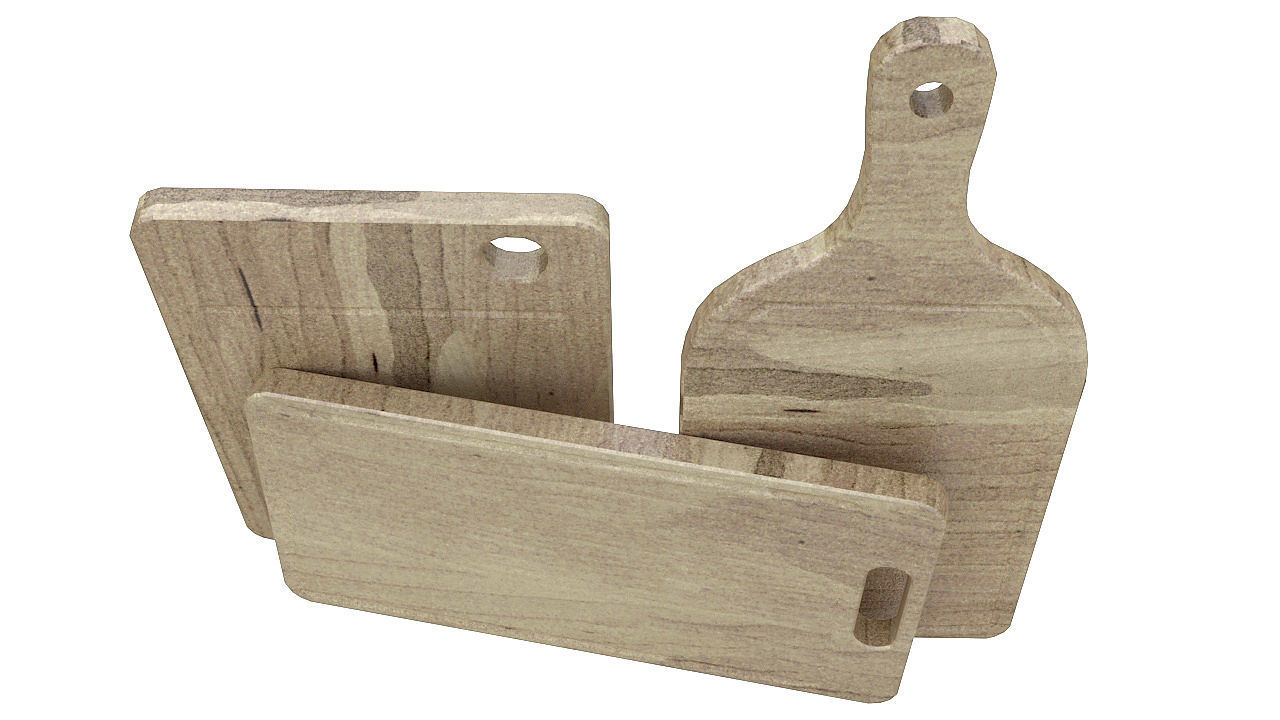 wooden chopping board set 3D model_5