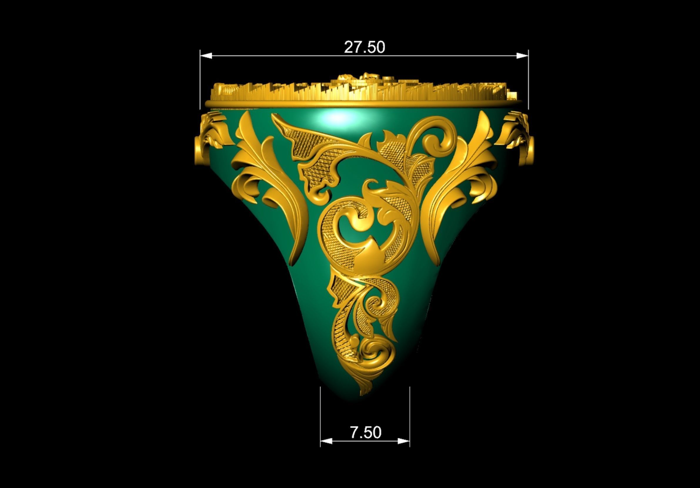 Mayan Calendar Gents Signet Ring  3D print model_9