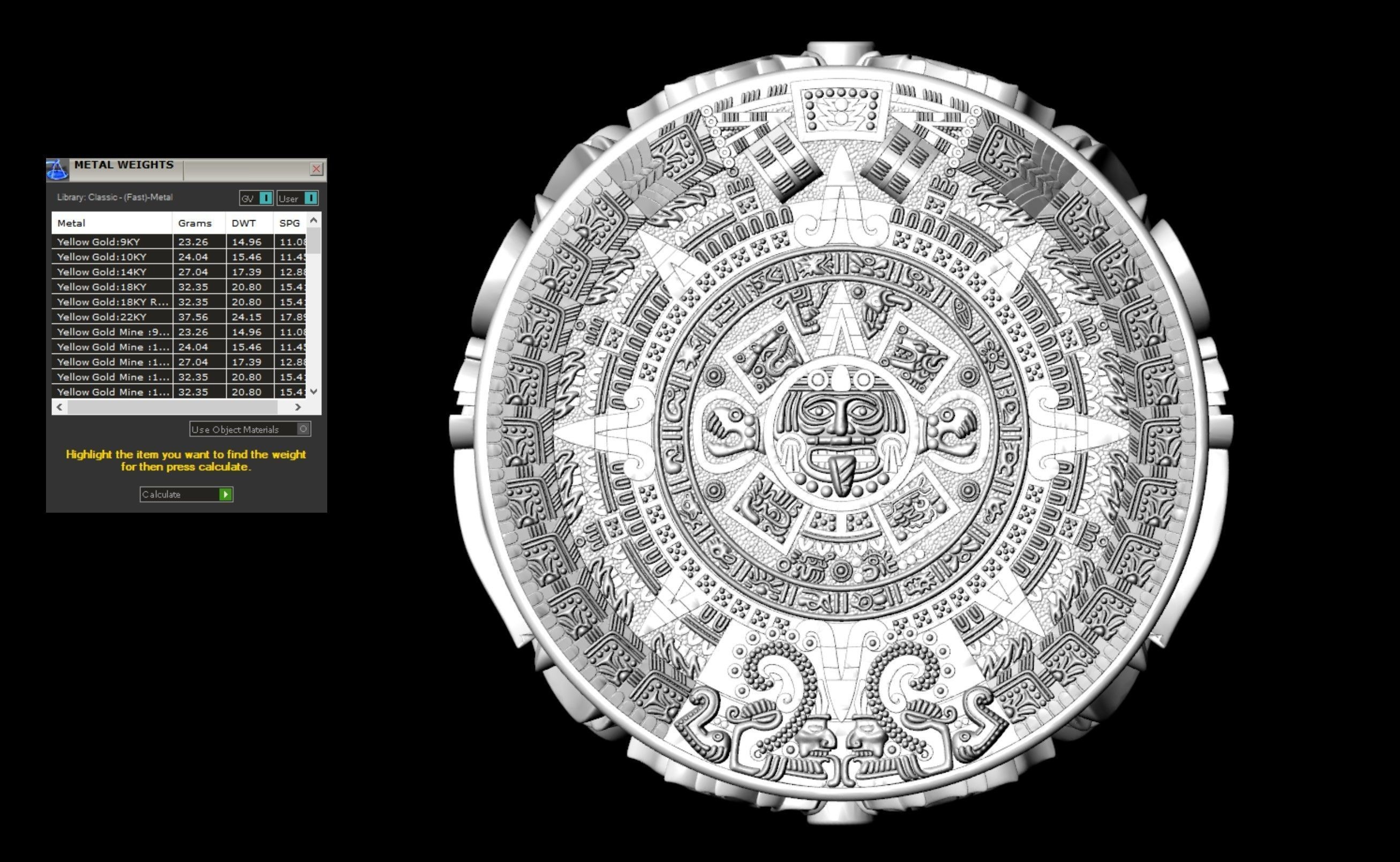 Mayan Calendar Gents Signet Ring  3D print model_10